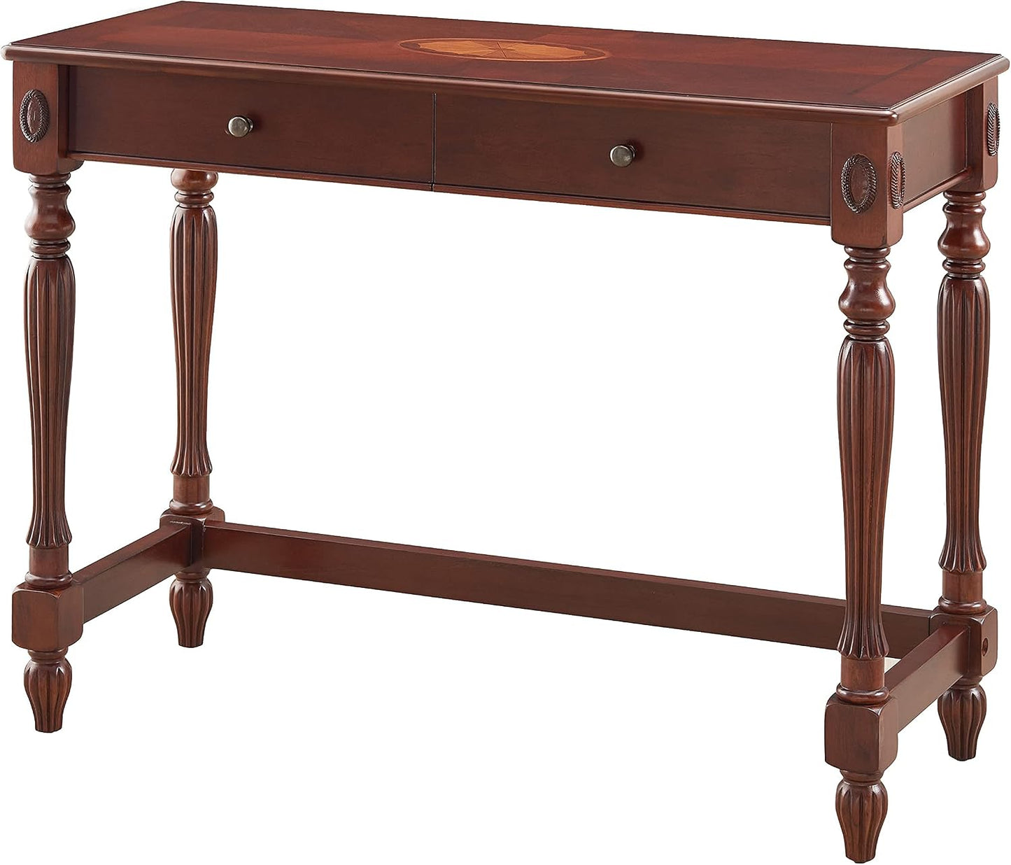 Vintage Solid Wood Writing Desk with 2 Drawers Cherry Walnut Secretary Table