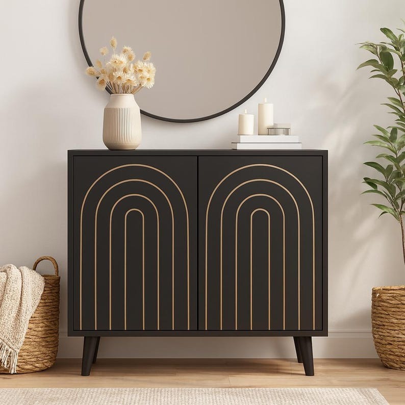 Accent Cabinet with Carving Lines