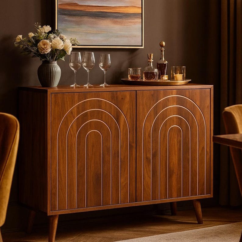 Accent Cabinet with Carving Lines