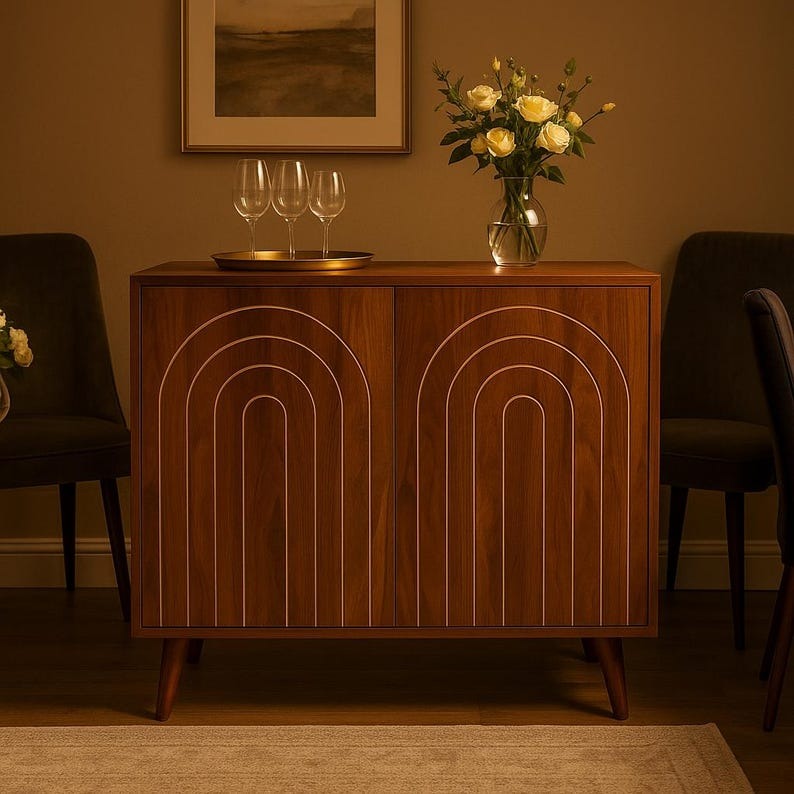 Accent Cabinet with Carving Lines