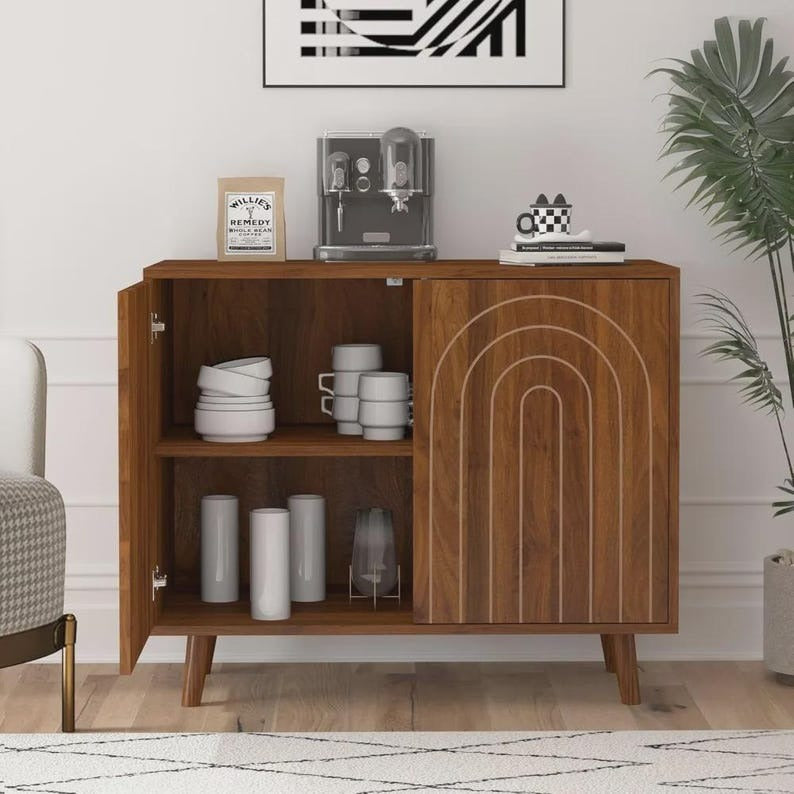 Accent Cabinet with Carving Lines