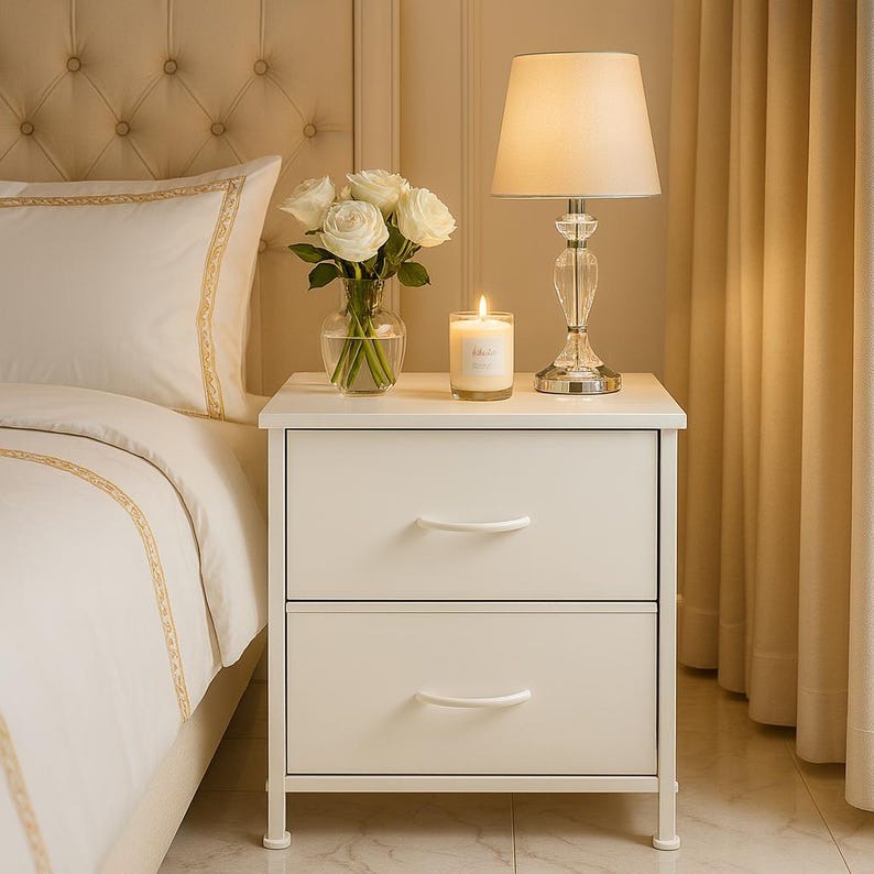 Multi-Purpose Side Table – 2 Fabric Drawer Cabinet