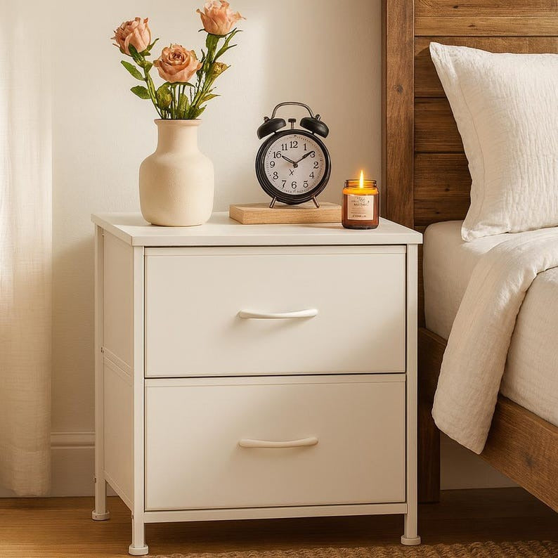 Multi-Purpose Side Table – 2 Fabric Drawer Cabinet