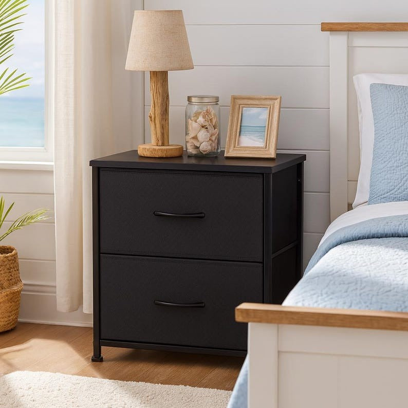 Multi-Purpose Side Table – 2 Fabric Drawer Cabinet