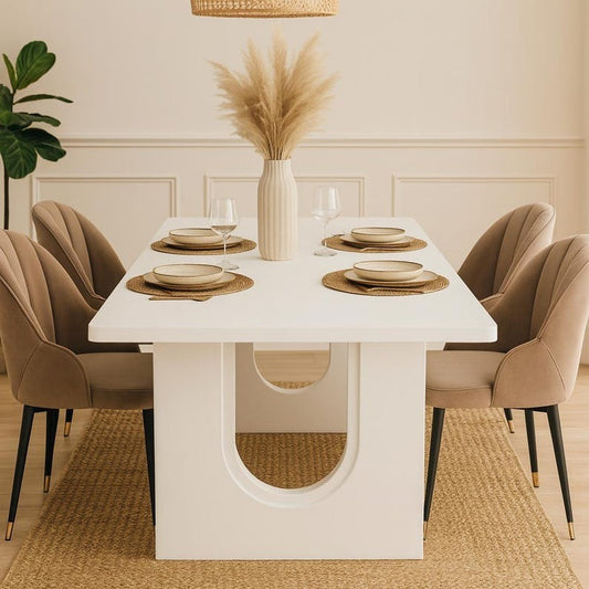Rectangular Kitchen Table with Modern Pedestal Base