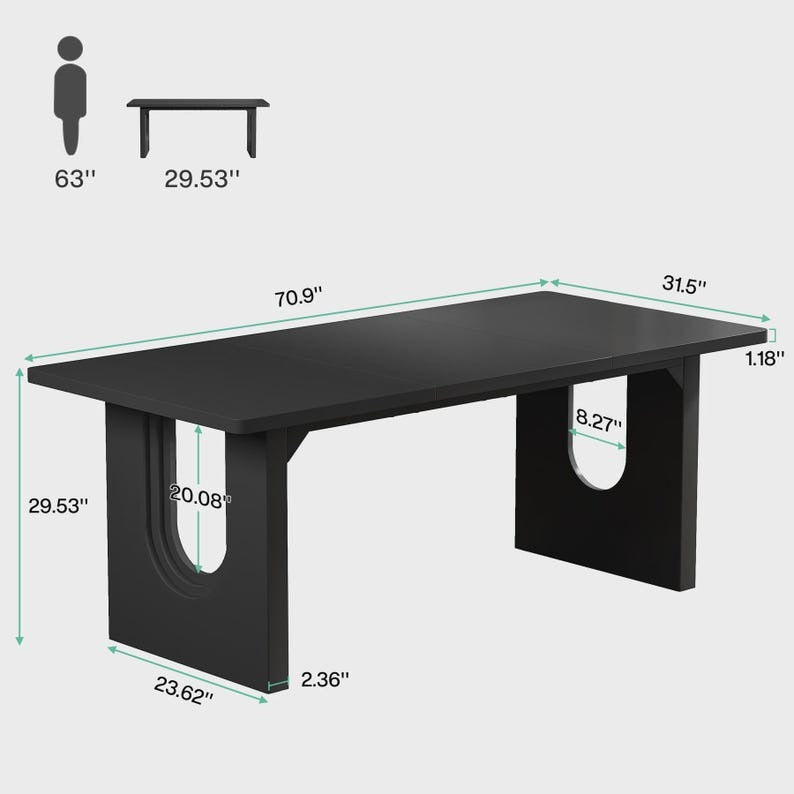 Rectangular Kitchen Table with Modern Pedestal Base