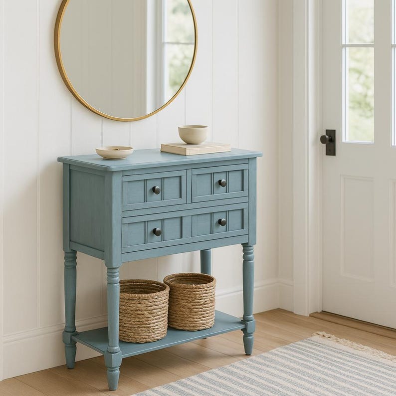Navy Slim Console Table