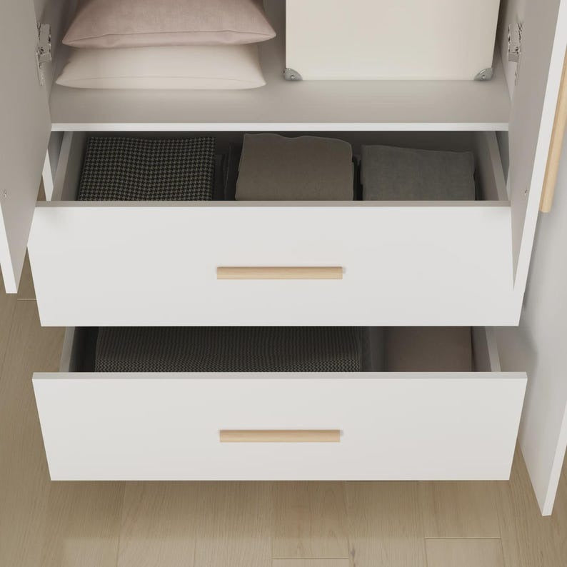 Modern White Wardrobe Closet with drawers