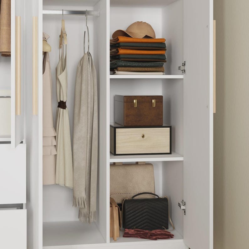 Modern White Wardrobe Closet with drawers
