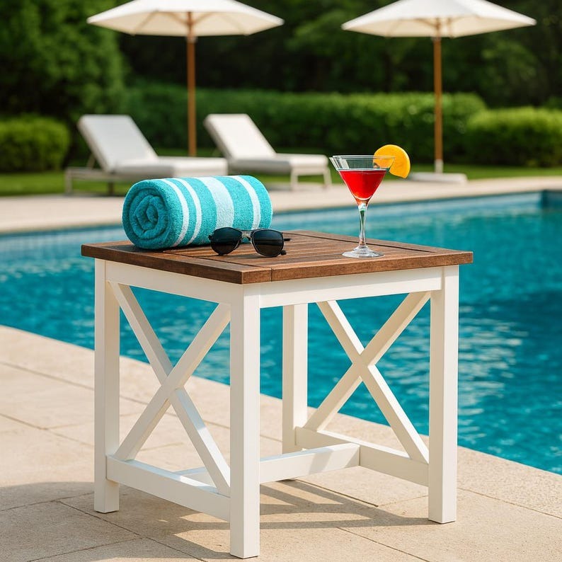 Farmhouse Acacia Wood Side Table