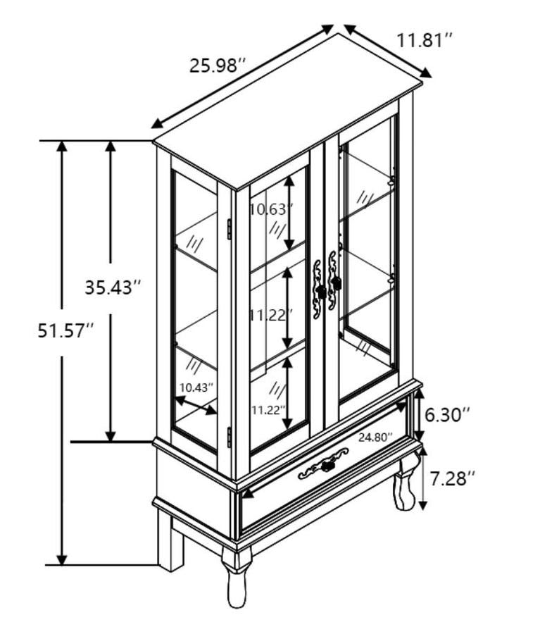 Lighted Curio Cabinet - Dark Cherry Display & Shelves