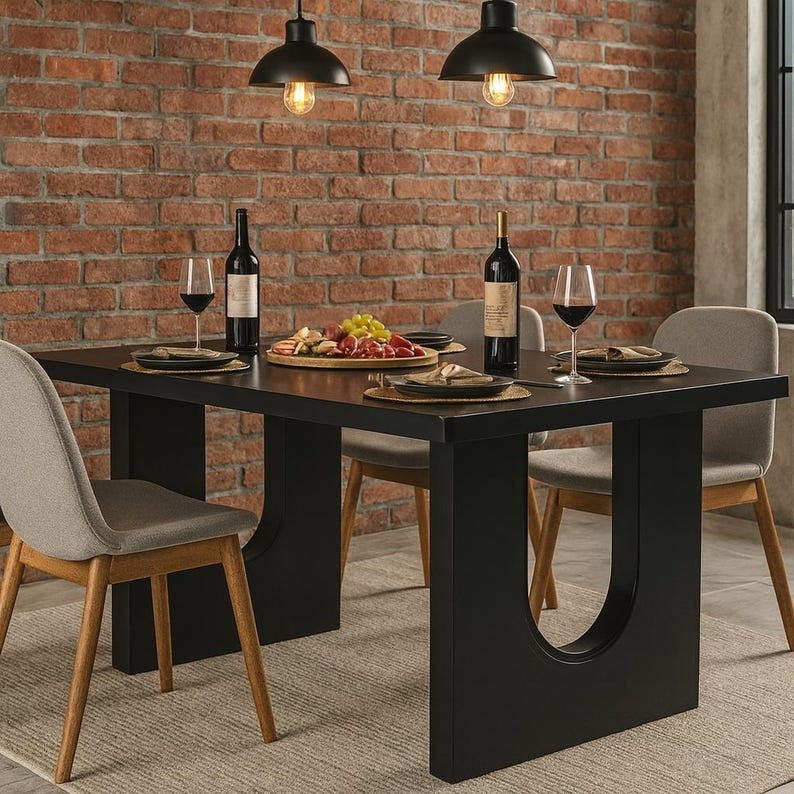 Rectangular Kitchen Table with Modern Pedestal Base