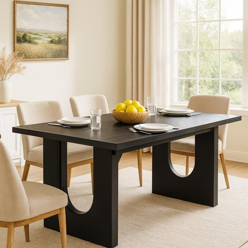 Rectangular Kitchen Table with Modern Pedestal Base