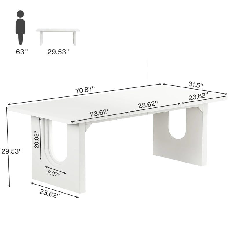 Rectangular Kitchen Table with Modern Pedestal Base