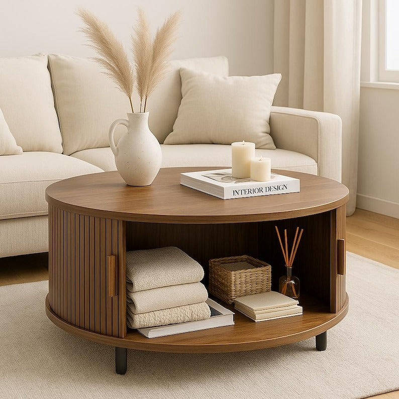 Round Coffee Table with Storage