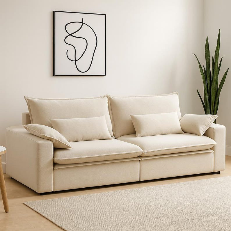 Modern 3-Seater Couch with Wide Arms