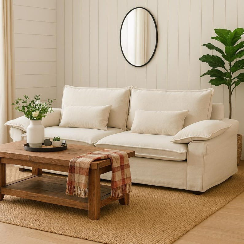 Modern 3-Seater Couch with Wide Arms