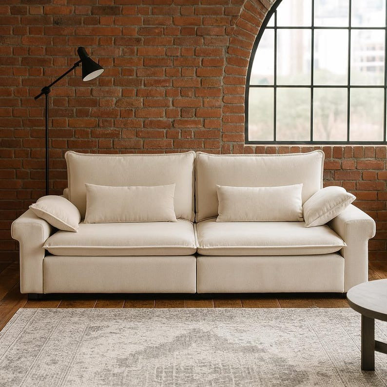 Modern 3-Seater Couch with Wide Arms