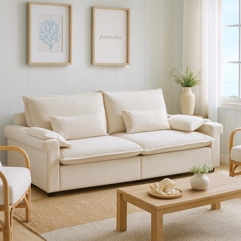 Modern 3-Seater Couch with Wide Arms