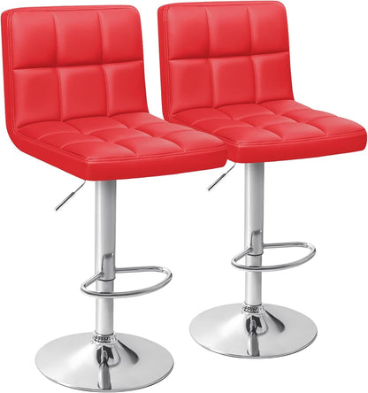 Black Swivel Bar Stools Set of 2 Adjustable Upholstered Kitchen Chairs