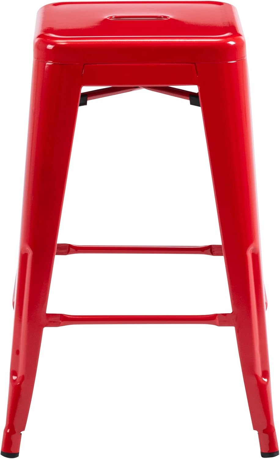 Black Metal Bar Stools Set of 2 Stackable Industrial Counter Height Seats
