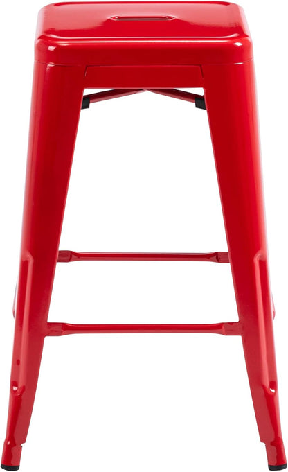 Black Metal Bar Stools Set of 2 Stackable Industrial Counter Height Seats