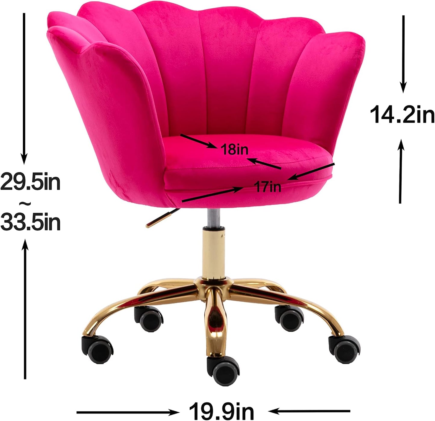 Blue Velvet Office Chair Adjustable Swivel Vanity Chair with Gold Base