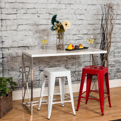 Black Metal Bar Stools Set of 2 Stackable Industrial Counter Height Seats