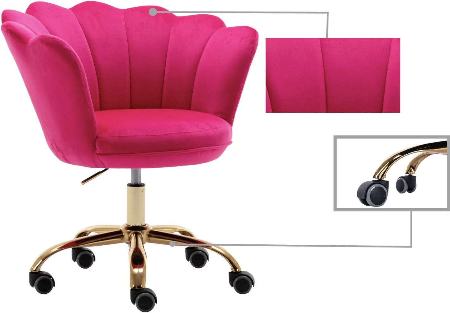 Blue Velvet Office Chair Adjustable Swivel Vanity Chair with Gold Base