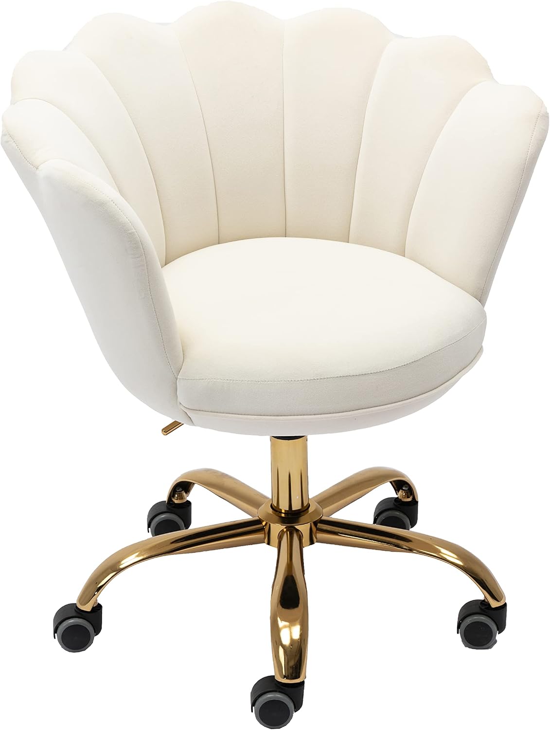 Blue Velvet Office Chair Adjustable Swivel Vanity Chair with Gold Base