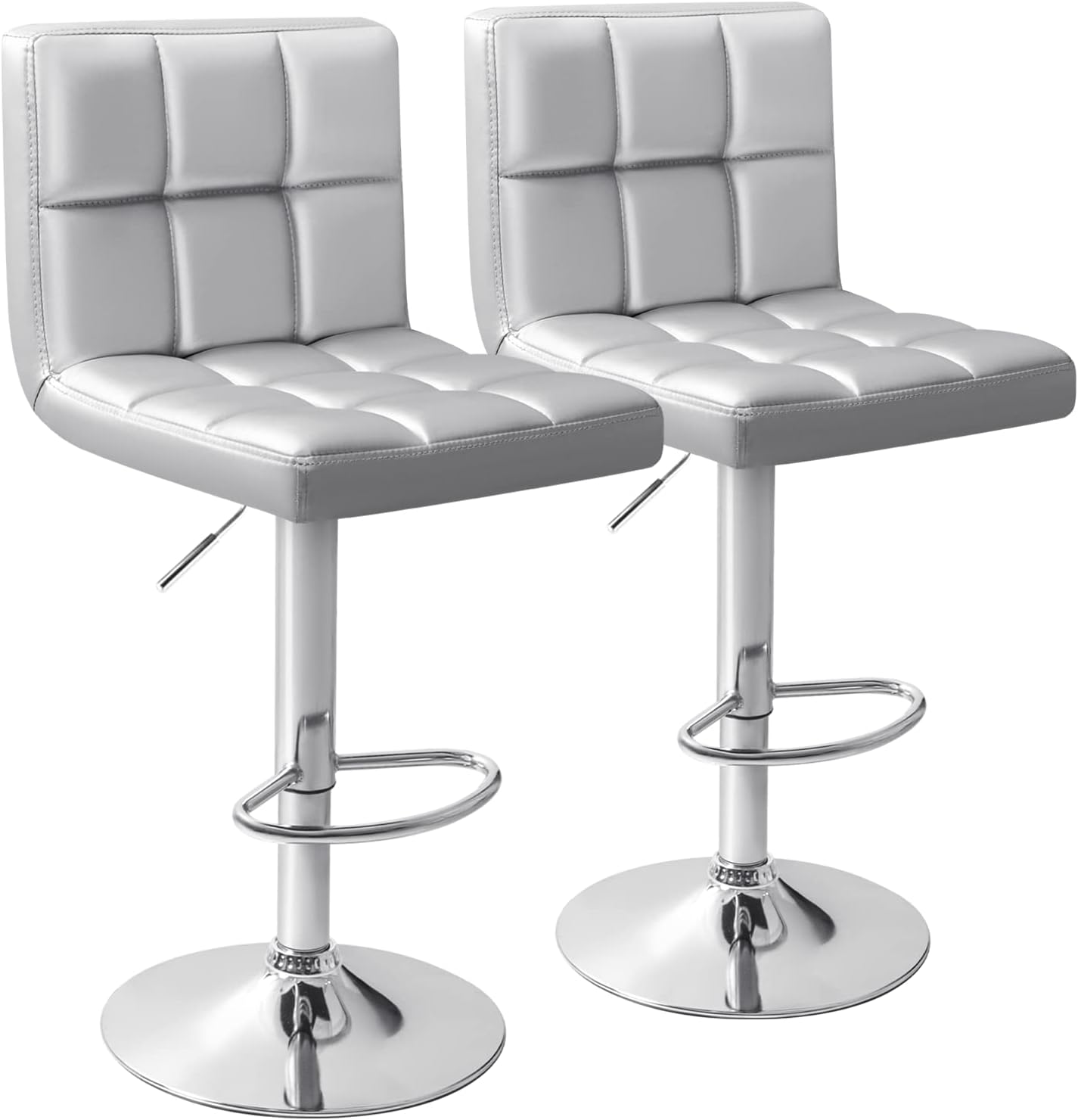 Black Swivel Bar Stools Set of 2 Adjustable Upholstered Kitchen Chairs