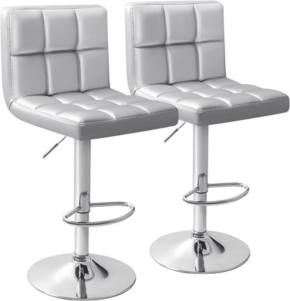 Black Swivel Bar Stools Set of 2 Adjustable Upholstered Kitchen Chairs