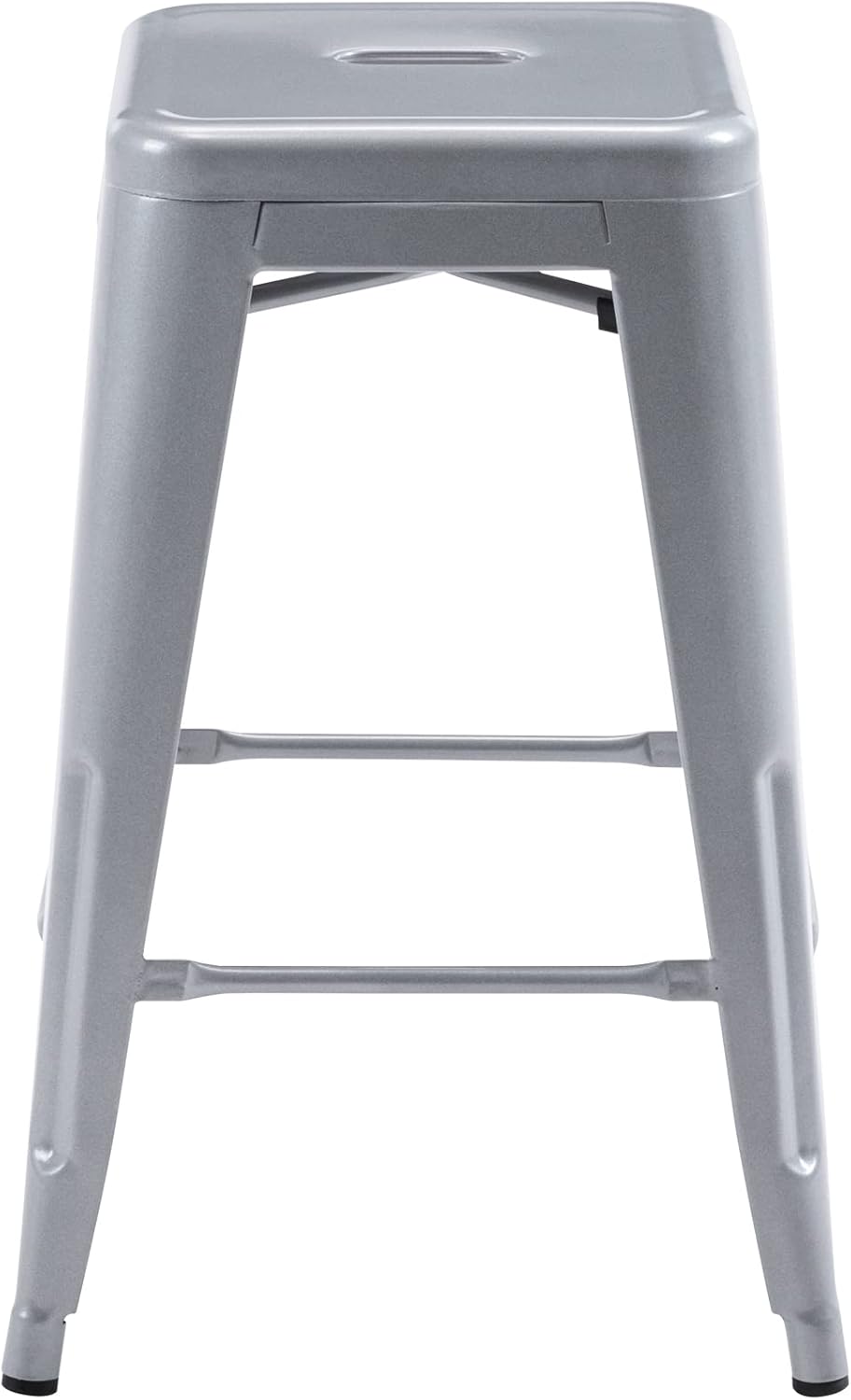 Black Metal Bar Stools Set of 2 Stackable Industrial Counter Height Seats