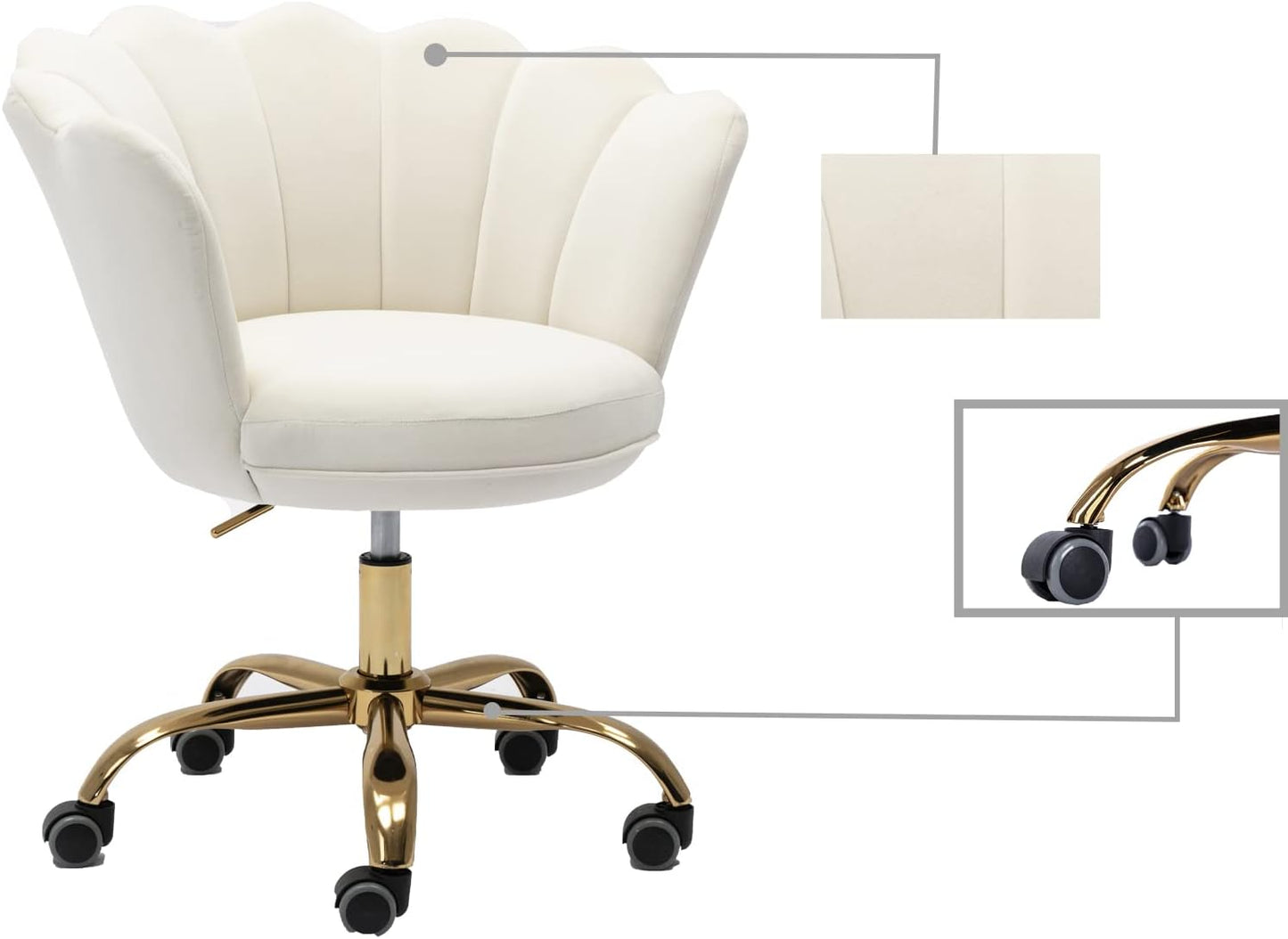 Blue Velvet Office Chair Adjustable Swivel Vanity Chair with Gold Base