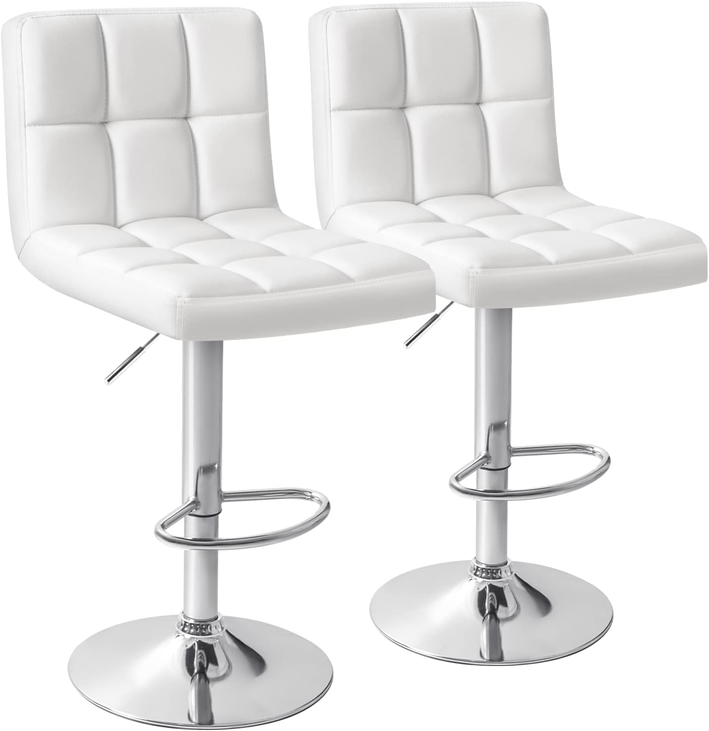 Black Swivel Bar Stools Set of 2 Adjustable Upholstered Kitchen Chairs