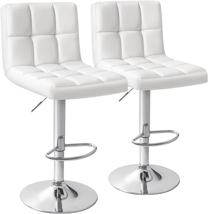 Black Swivel Bar Stools Set of 2 Adjustable Upholstered Kitchen Chairs