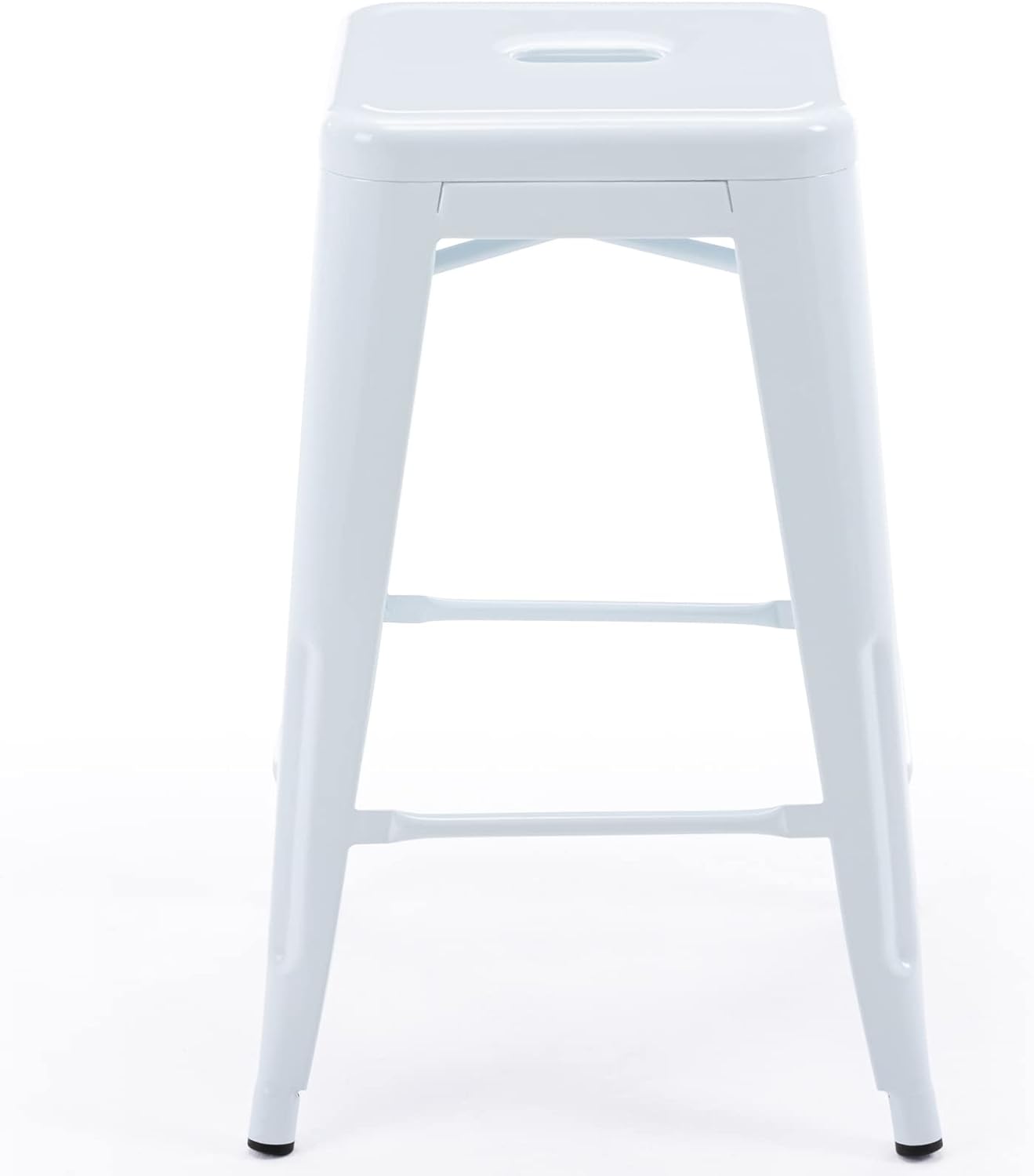 Black Metal Bar Stools Set of 2 Stackable Industrial Counter Height Seats