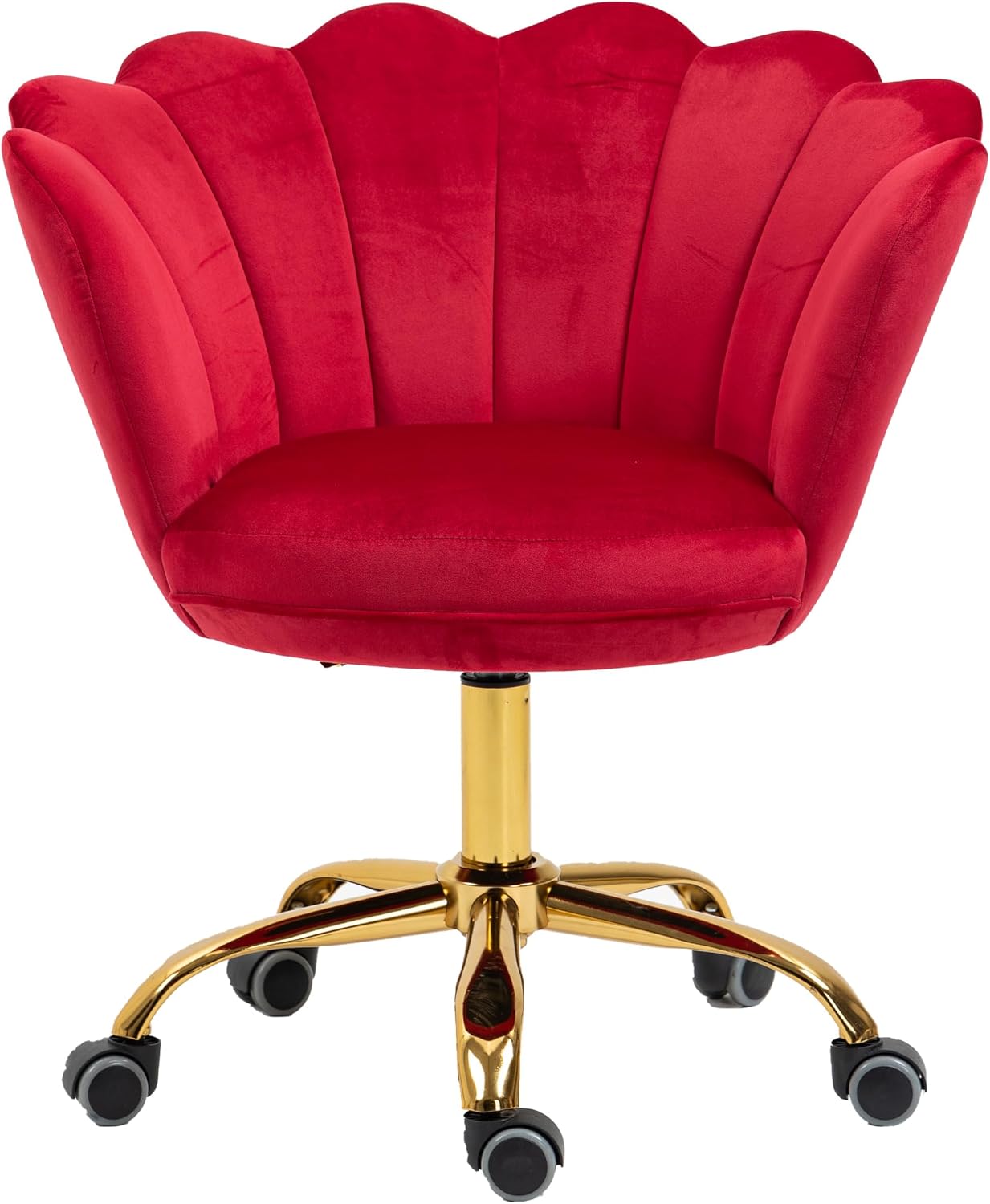 Blue Velvet Office Chair Adjustable Swivel Vanity Chair with Gold Base