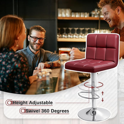 Black Swivel Bar Stools Set of 2 Adjustable Upholstered Kitchen Chairs