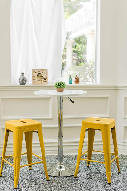 Black Metal Bar Stools Set of 2 Stackable Industrial Counter Height Seats