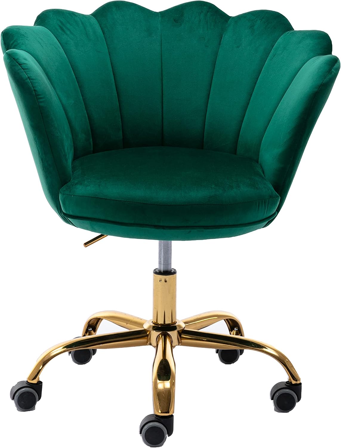 Blue Velvet Office Chair Adjustable Swivel Vanity Chair with Gold Base