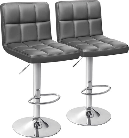 Black Swivel Bar Stools Set of 2 Adjustable Upholstered Kitchen Chairs