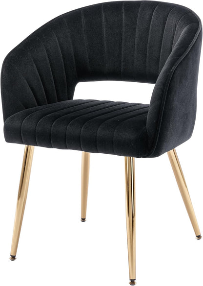 Light Gray Velvet Desk Chair Tufted Vanity Armchair with Gold Metal Legs