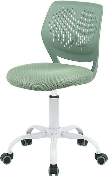 Light Green Mesh Desk Chair Armless Adjustable Swivel Rolling Office Chair