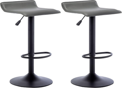 Black Adjustable Bar Stools Set of 2 Modern Swivel Backless Counter Chairs