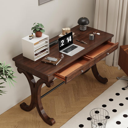Farmhouse Wood Writing Desk with Drawers Large Rustic Home Office Desk