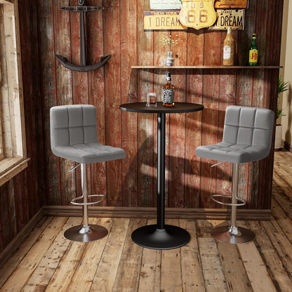 Gray Velvet Swivel Bar Stools Set of 2 Adjustable Counter Chairs