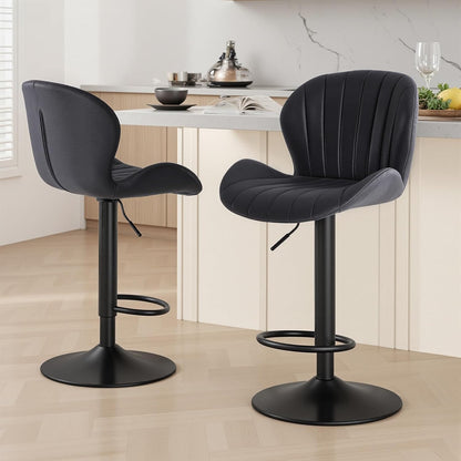 Adjustable Swivel Bar Stools Set of 2 Upholstered Kitchen Island Chairs