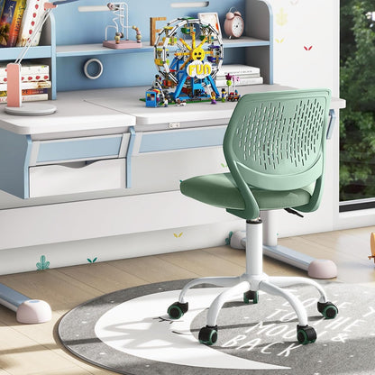 Light Green Mesh Desk Chair Armless Adjustable Swivel Rolling Office Chair