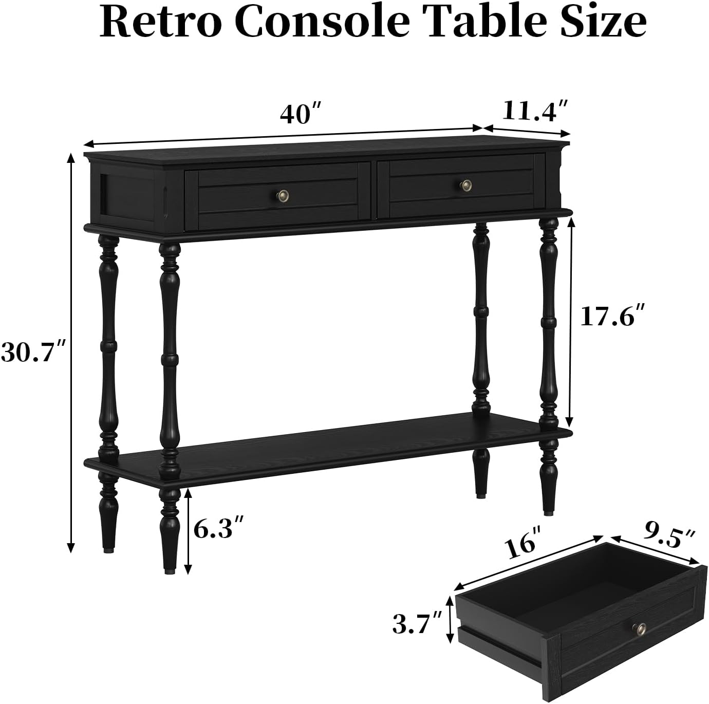 Green Console Table with Drawers Wood Entryway Table with Storage Shelf